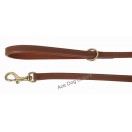 Comfy Leather Lead with PADDED Leather Handle - length 40" (1 cm wide) ~Brass: Tan